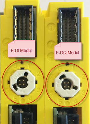 A yellow device with white connectors

Description automatically generated